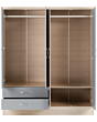 Lisdorat 100-101-075 NEVADA 4 DOOR 2 DRAWER MIRRORED WARDROBE - GREY GLOSS/LIGHT OAK EFFECT VENEER