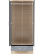 Lisdorat 100-101-085 NEVADA MIRRORED 2 DOOR 1 DRAWER WARDROBE - GREY GLOSS/LIGHT OAK EFFECT VENEER