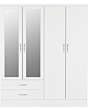 Lisdorat 100-101-088 NEVADA 4 DOOR 2 DRAWER MIRRORED WARDROBE - WHITE GLOSS