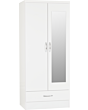 Lisdorat 100-101-091 NEVADA MIRRORED 2 DOOR 1 DRAWER WARDROBE - WHITE GLOSS