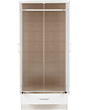 Lisdorat 100-101-091 NEVADA MIRRORED 2 DOOR 1 DRAWER WARDROBE - WHITE GLOSS