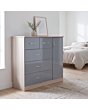 Lisdorat 100-101-103 NEVADA 5 DRAWER LOW WARDROBE - GREY GLOSS/LIGHT OAK EFFECT VENEER