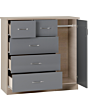 Lisdorat 100-101-103 NEVADA 5 DRAWER LOW WARDROBE - GREY GLOSS/LIGHT OAK EFFECT VENEER