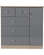 Lisdorat 100-101-103 NEVADA 5 DRAWER LOW WARDROBE - GREY GLOSS/LIGHT OAK EFFECT VENEER