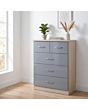 Lisdorat 100-102-089 NEVADA 3+2 DRAWER CHEST - GREY GLOSS/LIGHT OAK EFFECT VENEER
