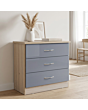 Lisdorat 100-102-091 NEVADA 3 DRAWER CHEST - GREY GLOSS/LIGHT OAK EFFECT VENEER