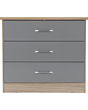 Lisdorat 100-102-091 NEVADA 3 DRAWER CHEST - GREY GLOSS/LIGHT OAK EFFECT VENEER