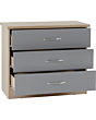 Lisdorat 100-102-091 NEVADA 3 DRAWER CHEST - GREY GLOSS/LIGHT OAK EFFECT VENEER