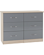 Lisdorat 100-102-103 NEVADA 6 DRAWER CHEST - GREY GLOSS/LIGHT OAK EFFECT VENEER