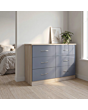 Lisdorat 100-102-103 NEVADA 6 DRAWER CHEST - GREY GLOSS/LIGHT OAK EFFECT VENEER