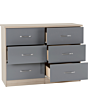 Lisdorat 100-102-103 NEVADA 6 DRAWER CHEST - GREY GLOSS/LIGHT OAK EFFECT VENEER