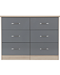 Lisdorat 100-102-103 NEVADA 6 DRAWER CHEST - GREY GLOSS/LIGHT OAK EFFECT VENEER