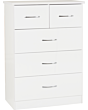 Lisdorat 100-102-106 NEVADA 3+2 DRAWER CHEST - WHITE GLOSS