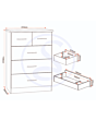 Lisdorat 100-102-106 NEVADA 3+2 DRAWER CHEST - WHITE GLOSS
