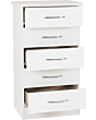 Lisdorat 100-102-108 NEVADA 5 DRAWER NARROW CHEST - WHITE GLOSS