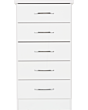 Lisdorat 100-102-108 NEVADA 5 DRAWER NARROW CHEST - WHITE GLOSS