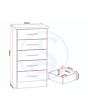Lisdorat 100-102-108 NEVADA 5 DRAWER NARROW CHEST - WHITE GLOSS