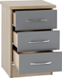 Lisdorat 100-103-051 NEVADA 3 DRAWER BEDSIDE - GREY GLOSS/LIGHT OAK EFFECT VENEER