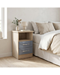 Lisdorat 100-103-053 NEVADA 2 DRAWER BEDSIDE - GREY GLOSS/LIGHT OAK EFFECT VENEER