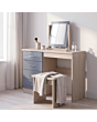 Lisdorat 100-105-016 NEVADA 4 DRAWER DRESSING TABLE SET - GREY GLOSS/LIGHT OAK EFFECT VENEER