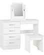 Lisdorat 100-105-017 NEVADA 4 DRAWER DRESSING TABLE SET - WHITE GLOSS