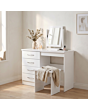 Lisdorat 100-105-017 NEVADA 4 DRAWER DRESSING TABLE SET - WHITE GLOSS
