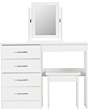 Lisdorat 100-105-017 NEVADA 4 DRAWER DRESSING TABLE SET - WHITE GLOSS