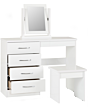 Lisdorat 100-105-017 NEVADA 4 DRAWER DRESSING TABLE SET - WHITE GLOSS