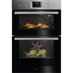 AEG GU5CP20M Built-In Double Eye Level Oven - Stainless Steel with Black Glass