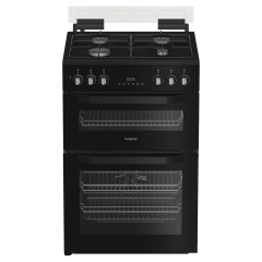 Hotpoint HDD6GDC2B1 60cm Freestanding Lidded Dual Fuel Double Cooker - Black
