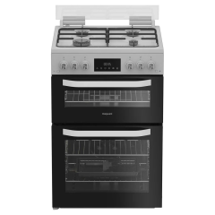 Hotpoint HDG6GDCW 60cm Gas Freestanding Lidded Double Cooker - White