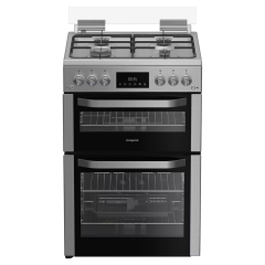 Hotpoint HDG6GDCX 60cm Gas Freestanding Lidded Double Cooker - Stainless Steel