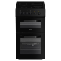 Hotpoint HTE5VCB 50cm Electric Freestanding Double Cooker - Black