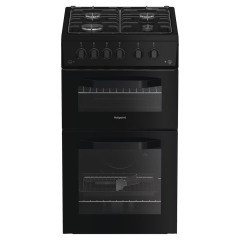 Hotpoint HTG5GCB 50cm Gas Freestanding Double Cooker - Black