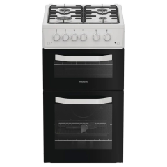 Hotpoint HTG5GCW 50cm Gas Freestanding Double Cooker - White