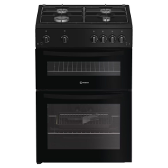 Indesit IDG6GB 60cm Gas Freestanding Double Cooker - Black