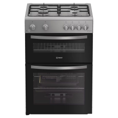 Indesit IDG6GS 60cm Gas Freestanding Double Cooker - Silver