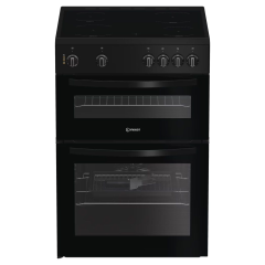 Indesit ITE6VMB 60cm Electric Freestanding Twin Cooker - Black