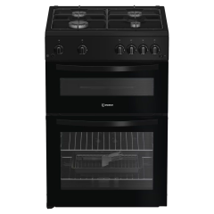Indesit ITG6GB 60cm Gas Freestanding Twin Cooker - Black