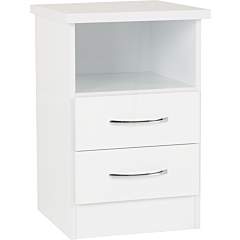 Lisdorat 100-103-058 NEVADA 2 DRAWER BEDSIDE - WHITE GLOSS