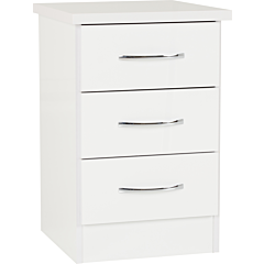 Lisdorat 100-103-059 NEVADA 3 DRAWER BEDSIDE - WHITE GLOSS