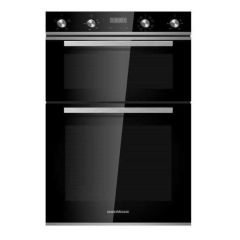 NordMende DOIC425IX Built In Double Eye Level Oven - Black Glass and Stainless Steel