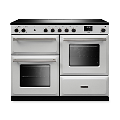 Rangemaster AURO110EI/19363 110CM Induction Range Cooker - White with Brushed Nickel Trim