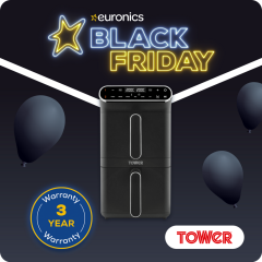 Tower T17190 Vortx 11L Dual Layer Air Fryer - Black with Chrome Trim