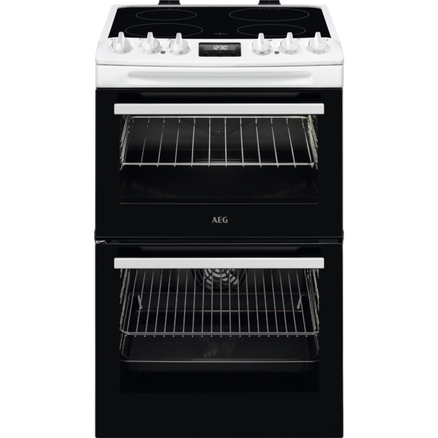 AEG CCX1530ACW 55cm Double Oven Electric Cooker with Ceramic Hob - White