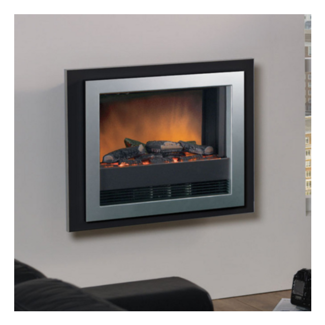 Dimplex X-061263 Bizet Optiflame 3D Wall Mounted Electric Fire - Silver Grey with Reversible Gloss White or Gloss Black Frame 