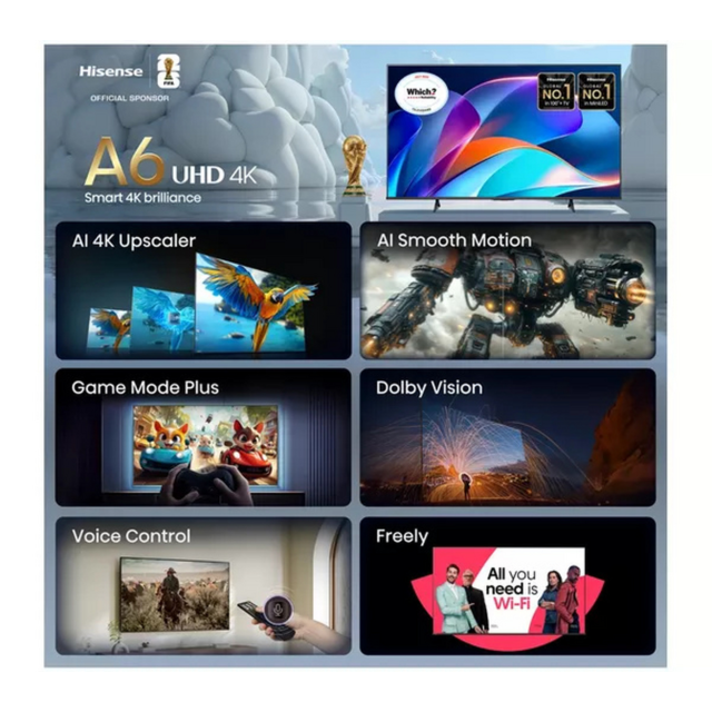 Hisense 50A6STUK 50inch 4K UHD DLED Smart TV - Black  