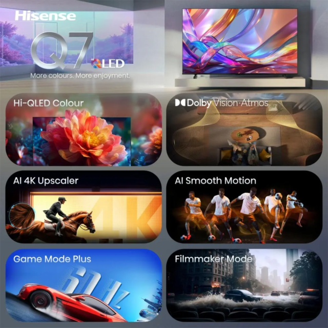 Hisense 75Q7STUK PRO 75inch 4K UHD Hi-QLED Smart TV - Black