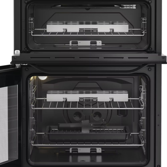 Hotpoint HTG6GDCB1 60cm Gas Freestanding Lidded Twin Cooker - Black