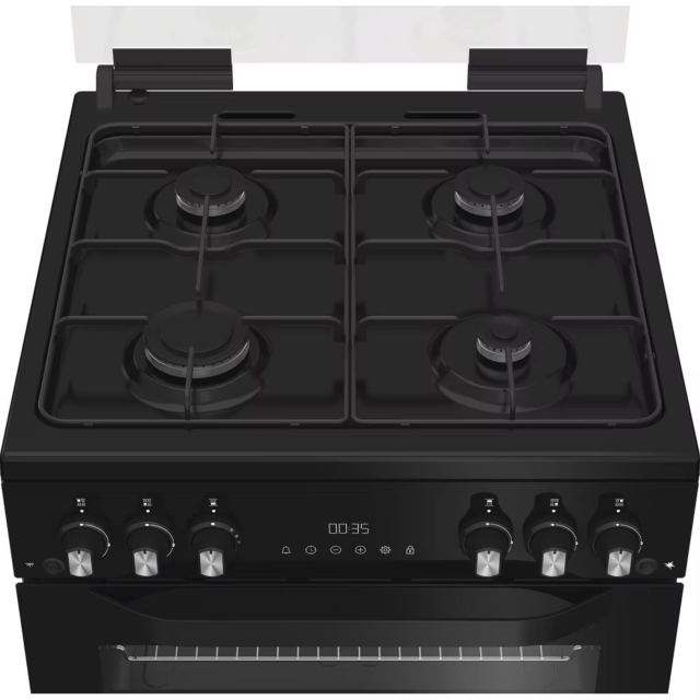 Hotpoint HTG6GDCB1 60cm Gas Freestanding Lidded Twin Cooker - Black